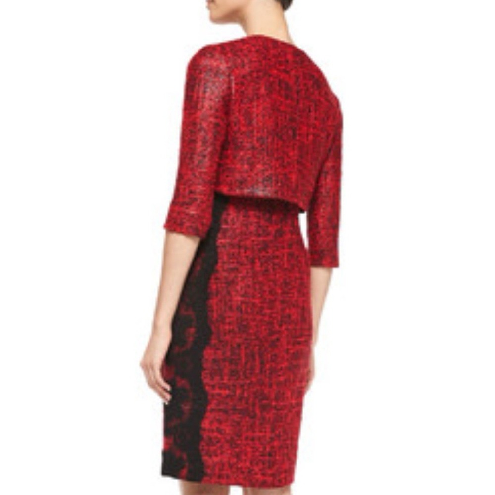 Teri Jon Wool Tweed Pattern Bolero Jacket And Dress Size 2 - Picture 2 of 14